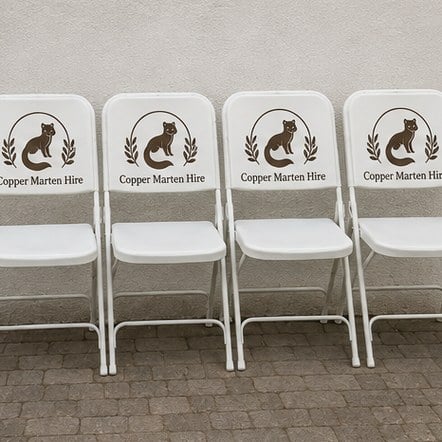 Customized folding chairs for event and marquee hire