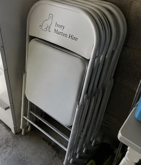 Folding chairs with logo — customer photo